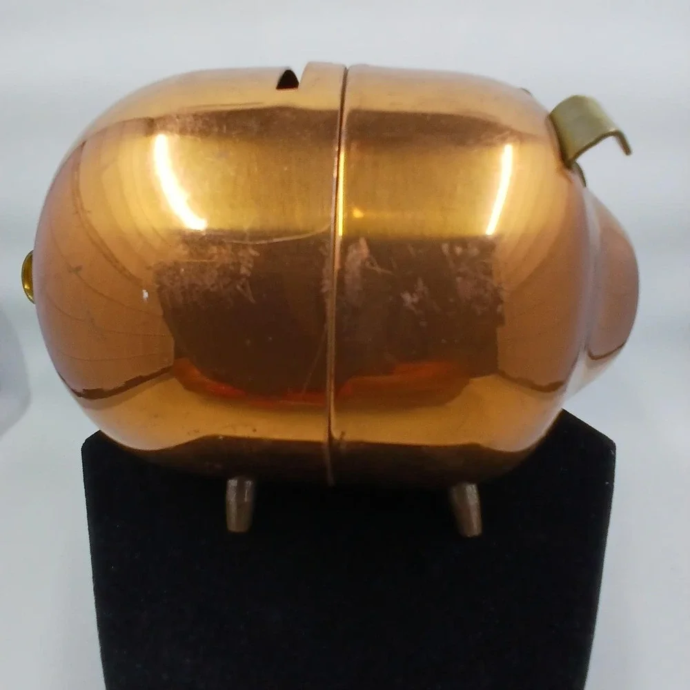 Vintage Coppercraft Guild‎ Piggy Bank Coin Holder Pig Figurine Mid Century Decor